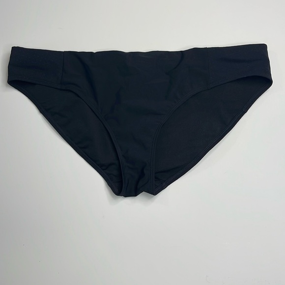 Athleta Black Bikini Bottom with Laser Cut detailing on Hips Size Large - Picture 1 of 11